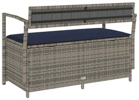 szürke polyrattan kerti tárolópad párnával