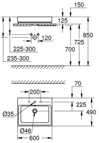 GROHE 3947700H - CUBE CERAMIC mosdó, 600 × 490 mm, kerámia/fehér