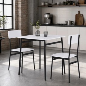 Fehér 2 személyes étkezőgarnitúra 70x70x76 cm – AUT-O2121 WT