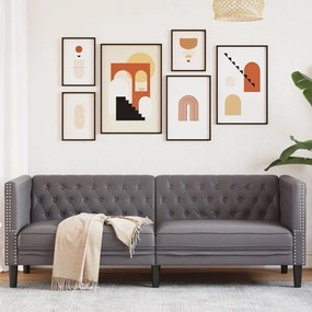 3 személyes szürke műbőr Chesterfield kanapé