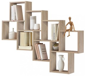 Fmd tölgyszínű 11 rekeszes fali polc