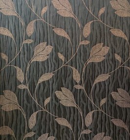 Szövet függöny méteráru barna 150cm virágok levelek