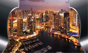 Fotótapéta Éjszakai város Dubai Marina Panoráma 350x250 Felhőkarcolók +ragasztó
