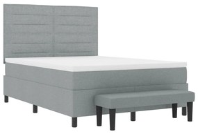 Box Spring Ágy matraccal és padtál szürke 140x200 cm szövet