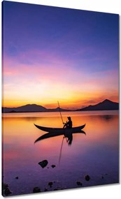 Vászonkép 70x100 Esti horgászat naplementekor