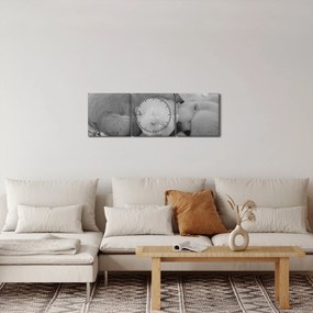Kép - Jegesmedvék, fekete-fehér (órával) (90x30 cm)