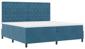 Boxspring Ágy Mattal Sötétkék 200x200 cm Bársonyos