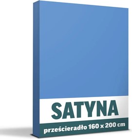 Lepedő 160x200cm Szatén Pamut Kék