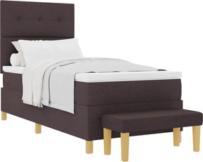 vidaXL Boxrugós ágy matracmal sötétbarna 80 x 200 cm szövet