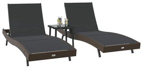 Napágyak 3 pcs Barna 40 x 40 x 40.5 cm polirattan