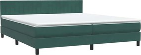 vidaXL sötétzöld bársony rugós ágy matraccal 180x220 cm