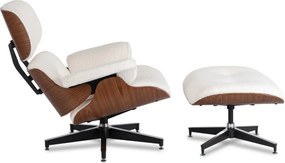 Pihenőfotel lábtartóval fehér bouclé kárpittal – PALERMO