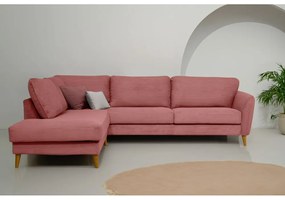 Rózsaszín kordbársony sarokkanapé (bal oldali) Paris – Scandic