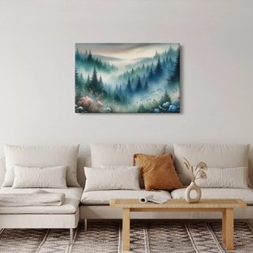 Kép - Erdős táj köddel (90x60 cm)