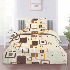 Barna kockák pamut ágyneműhuzat 200x140cm+90x70cm TiaHome