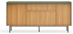 Zöld-natúr színű alacsony komód tölgyfa dekorral 165x78 cm Arista – Teulat