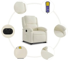 elektromos felállást segítő krémszínű bársony masszázsfotel