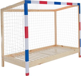Montessori ágy, természetes/fehér/kék/piros, 90x200, FUTAL