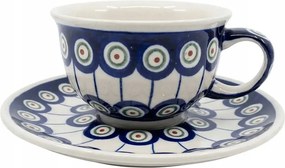 Csésze csészealjjal kerámia Bolesławiec Kézműves 220 ml