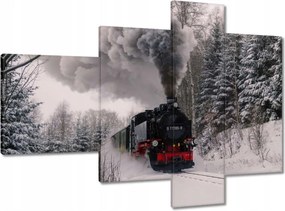 Vászonkép 100x70 Mozdony téli tájképben