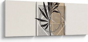 Kép - Absztrakció trópusi levelekkel N⁰1 (órával) (90x30 cm)