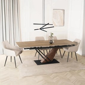 Bővíthető Étkezőasztal Sötét Tölgy/Fekete Színben. REX 160-220 cm