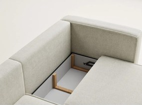 Krémszínű zsenília kinyitható-tárolóhelyes sarokkanapé (bal oldali-heverő résszel) Velto – Maison de Rêve