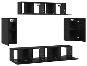 TV szekrény garnitúra 6 pcs Musta tammi 80 x 30 x 30 cm Faanyag