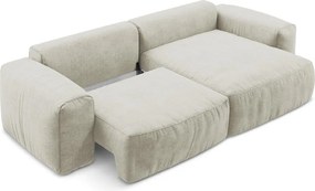 Bézs zsenília kinyitható sarokkanapé (jobb oldali-heverő résszel) Kuki – Makamii