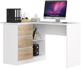Sarok PC asztal Bodhi (fehér + szonoma tölgy) (B). Akció -14%. 1069057