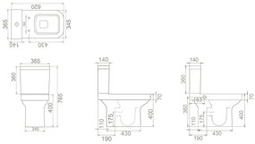 CeraStyle NOURA monoblokk WC - BEÉPÍTETT bidé funkcióval - NEM FALIG tolható