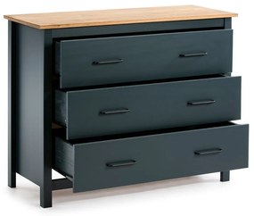 Sötétkék borovi fenyő alacsony komód 100x80 cm Miranda – Marckeric