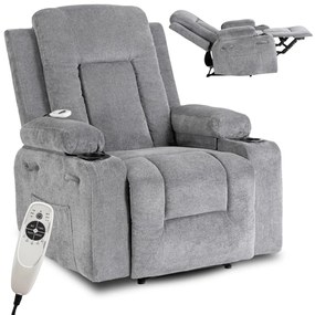 Elektromosan Vezérelhető Masszázsfunkciós Relaxfotel Sötétszürke Szövet Kárpittal. BOX 2