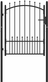 vidaXL Tüskés kerítési kapu zárral Fekete 100 x 125 cm Porszórt Acél