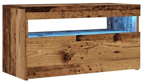 antik fa színű szerelt fa TV-szekrény LED-ekkel 75x35x40 cm