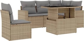 vidaXL 6 részes bézs polyrattan kerti ülőgarnitúra párnával