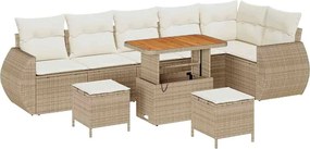vidaXL Kerti Kanapé Szett párnával 9 pcs Beige és krém Poly Rattan