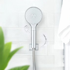 Fényes ezüstszínű műanyag zuhanyfej ø 12 cm Water Saving – Wenko