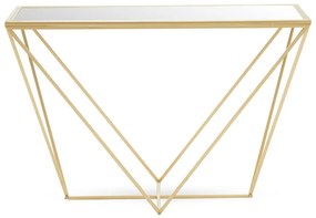 Aranyszínű konzolasztal üveg asztallappal 40x120 cm Farran – Premier Housewares