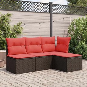barna polyrattan kerti ülőke párnával 55 x 55 x 37 cm