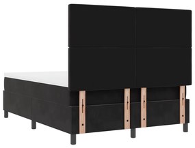 Boxspring Ágy Matraccal &amp; LED Fekete 140x200 cm Bársony