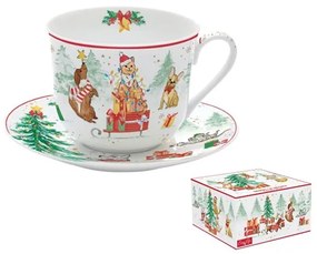 R2S.1454CHGA Porcelán reggelizőcsésze+alj 400ml, dobozban, Christmas Gang