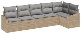 vidaXL Kanapé Szett párnával 6 pcs Bézs polirattan