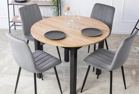 Étkezőgarnitúra 4 db. Szürke Bársony Ibis székkel. Bővíthető asztal HARRY 102-142 cm