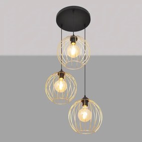 Csillár zsinóron MERCURE 3xE27/15W/230V arany/fekete