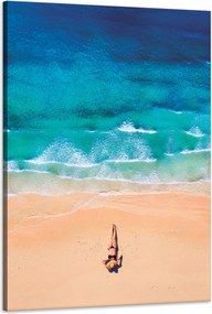 Vászonkép Nő Tengerpart Nap Hullámok 60x90 cm Ideális ajándék