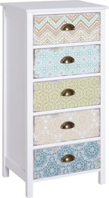 HOMCOM 5 Fiókos Komód, Tárolószekrény Döntésvédelemmel, Nappaliba, Hálószobába, Többszínből | Aosom