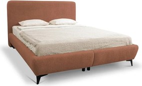 Terrakotta színű kárpitozott ágyneműtartós franciaágy ágyráccsal 180x200 cm Makapu – Makamii