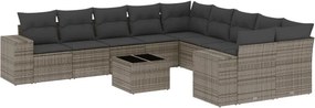 vidaXL 11 részes szürke polyrattan kerti ülőgarnitúra párnákkal