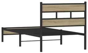 sonoma tölgy színű szerelt fa ágykeret matrac nélkül 80x200 cm